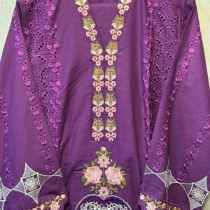 Purple Embroidered Cutwork Suit