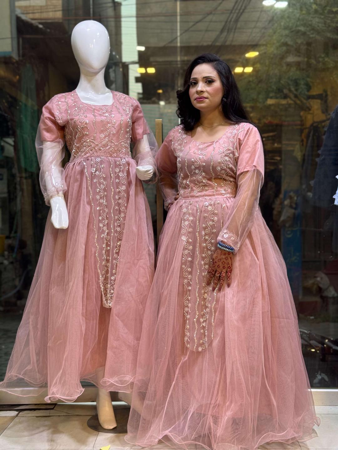 Pink Net Ball Frock - Image 2