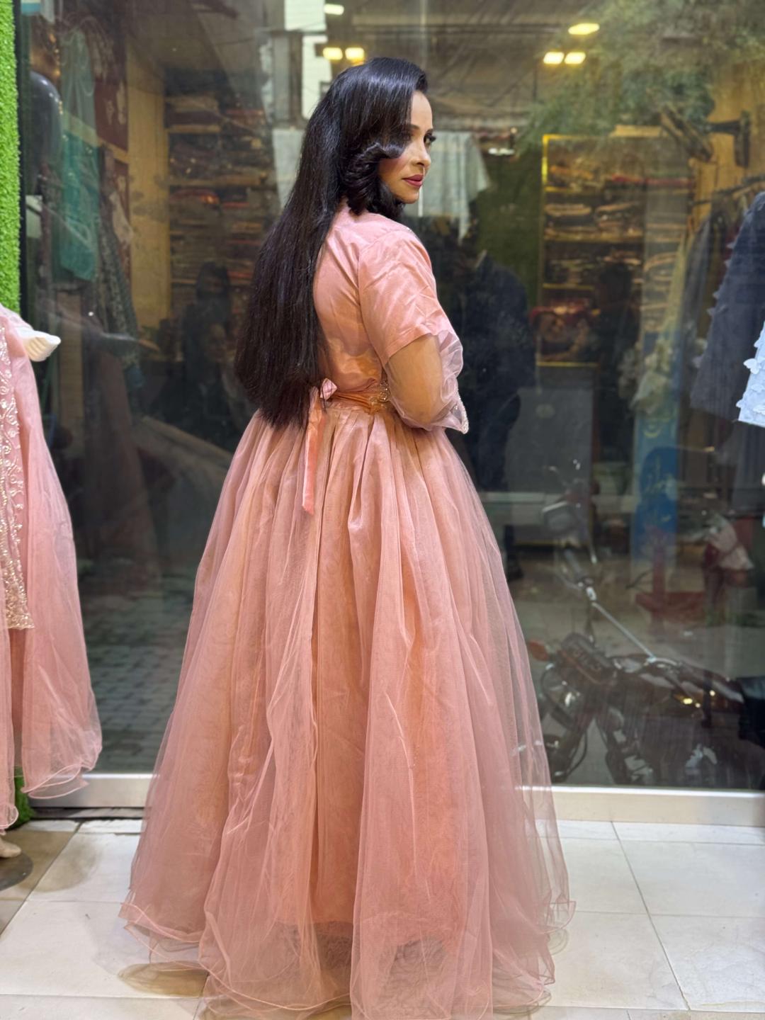 Pink Net Ball Frock - Image 3