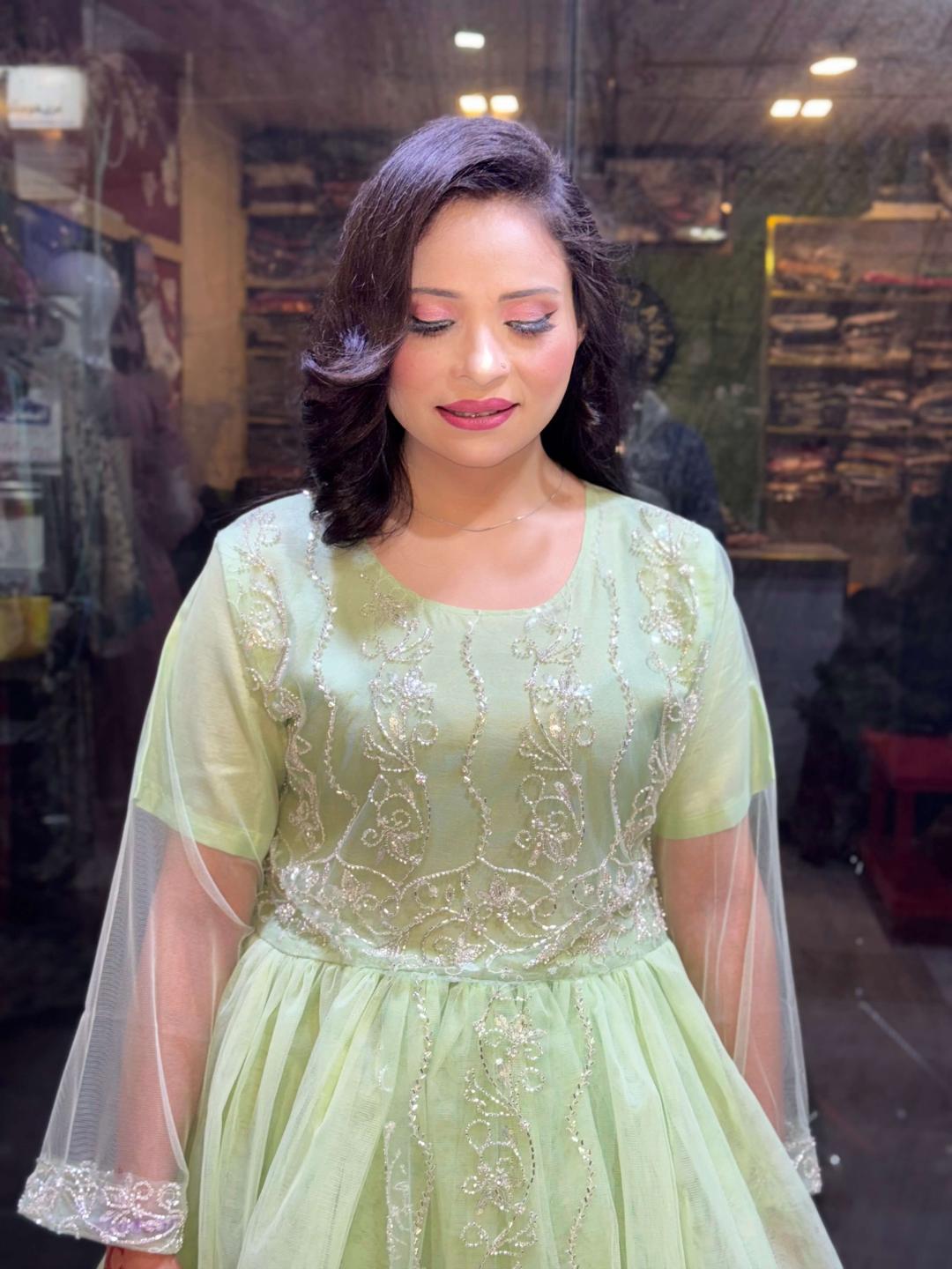 Pastel Green Sequin Frock - Image 2